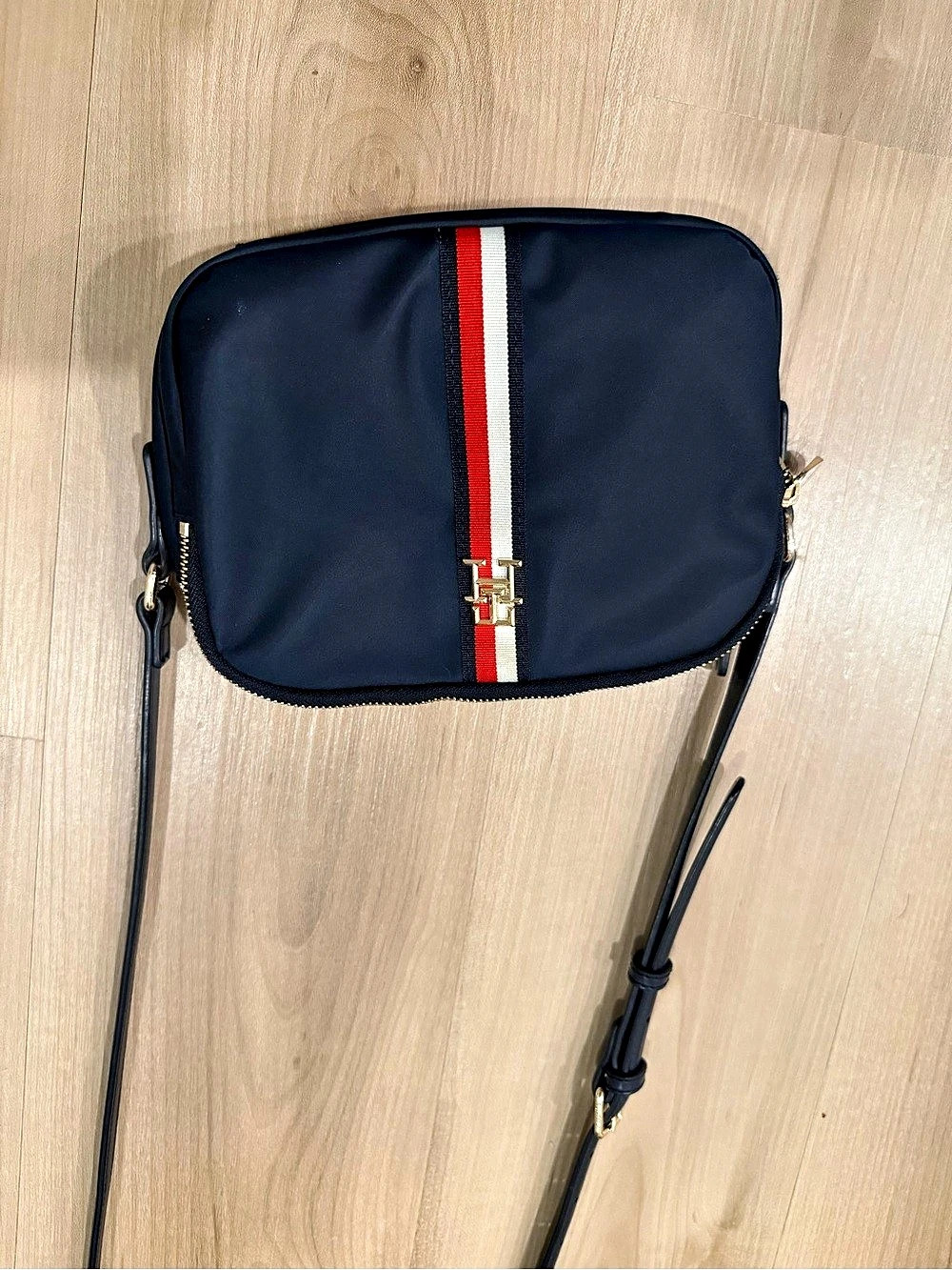 Tommy Hilfiger Nylon Stripe Crossbody Bag Blue & Red